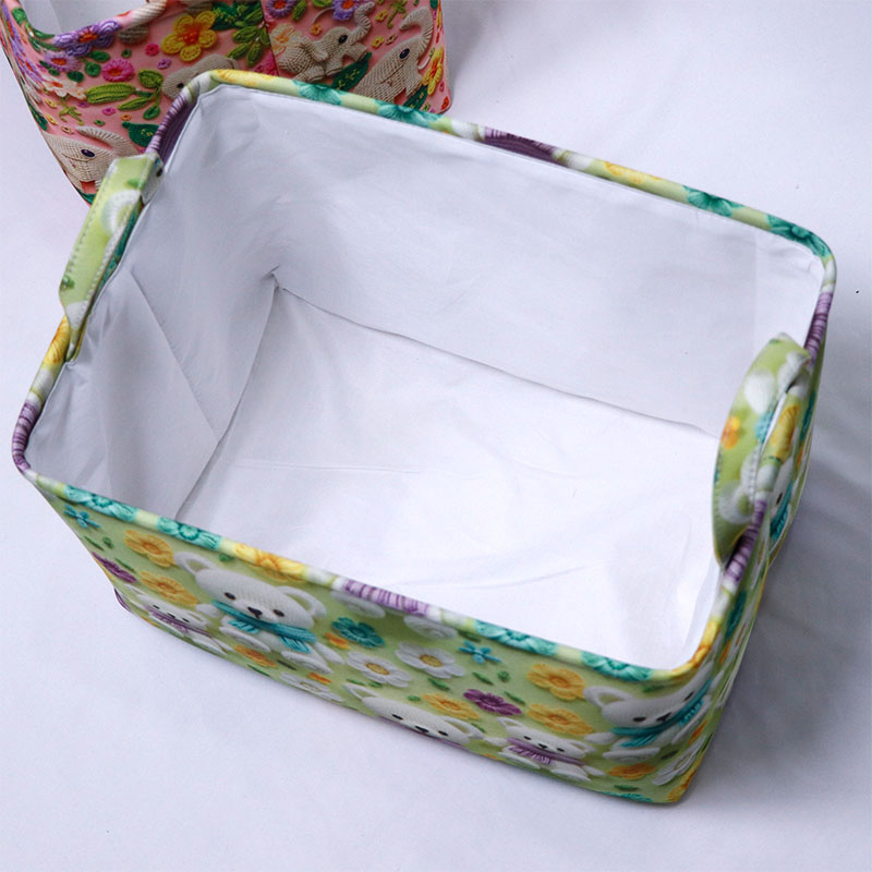 布艺敞口衣服收纳筐EVA加厚数码印花3D立体卡通动物玩具整理盒带内衬