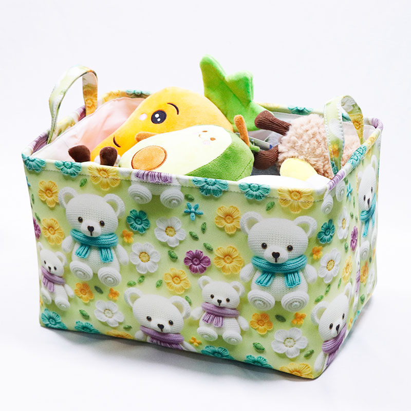 布艺敞口衣服收纳筐EVA加厚数码印花3D立体卡通动物玩具整理盒带内衬