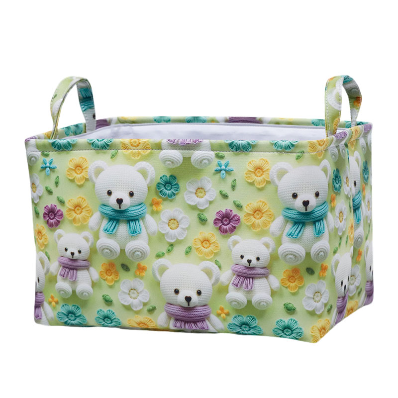 布艺敞口衣服收纳筐EVA加厚数码印花3D立体卡通动物玩具整理盒带内衬